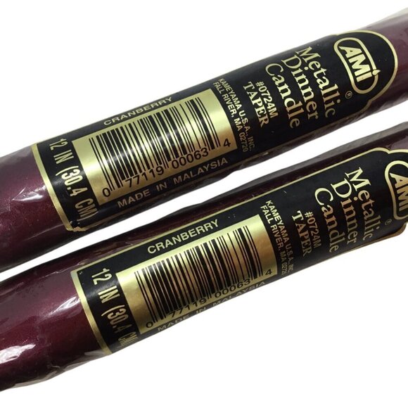 Vintage AMI Metallic Dinner Candle Set of 2 Pair Cranberry 12" Made in USA 0724M - Picture 2 of 5